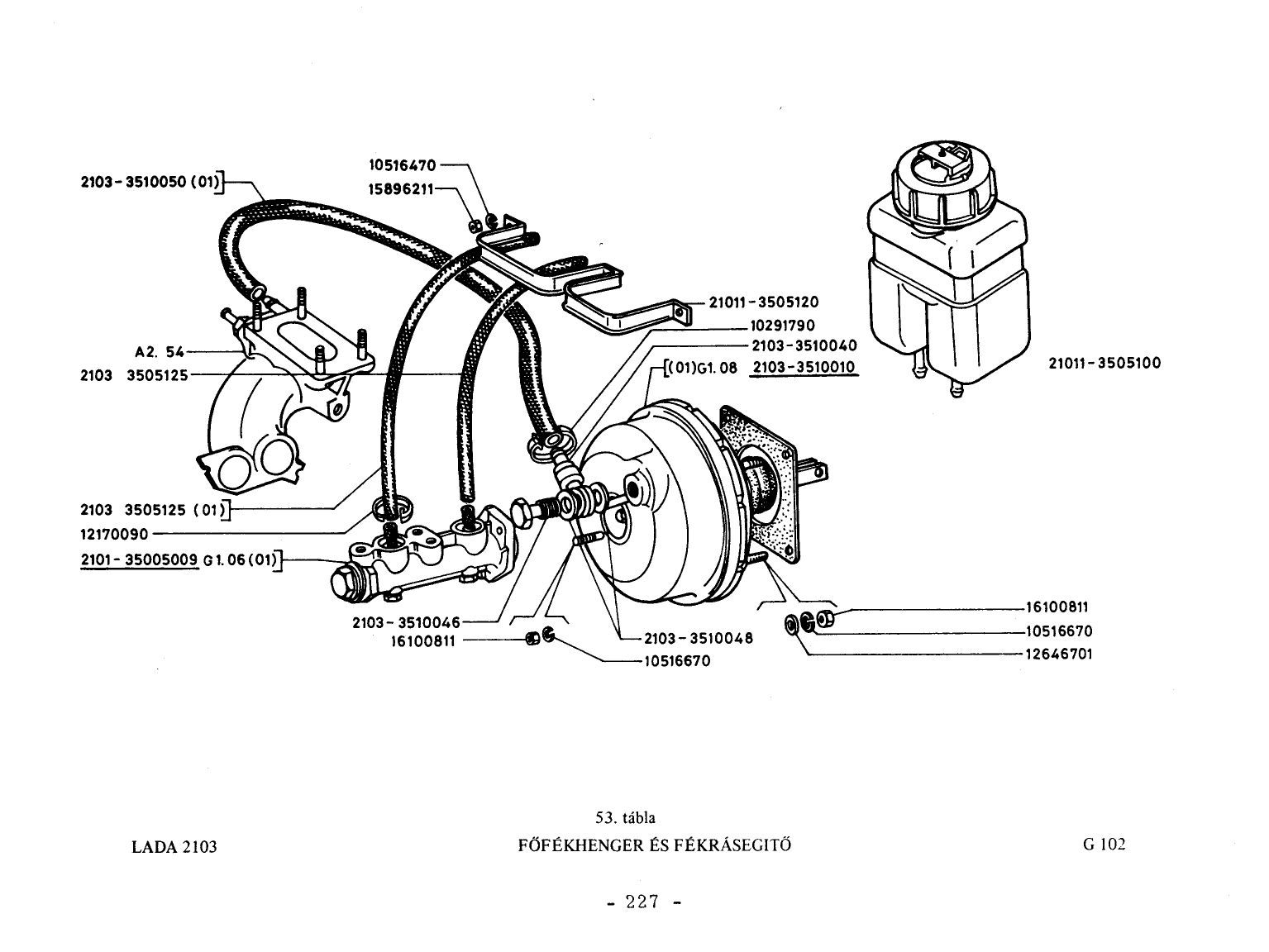 VAZ-2101 Főfékhenger és fékrásegítő robbantott ábrája (216. oldal), 18 számozott alkatrész-jelöléssel